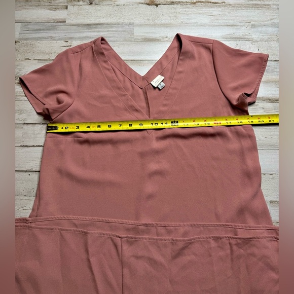A New Day Dress Women Medium Basic Shift Blush Pink Short Sleeve V-Neck Pockets - Picture 5 of 10